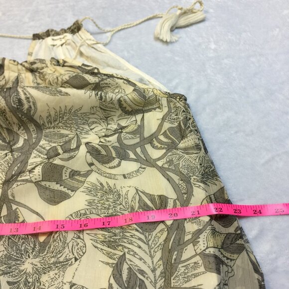 World Market Maxi Halter Dress S/M Womans Beige Metallic Crepe Tie Shoulder Boho - Picture 7 of 14